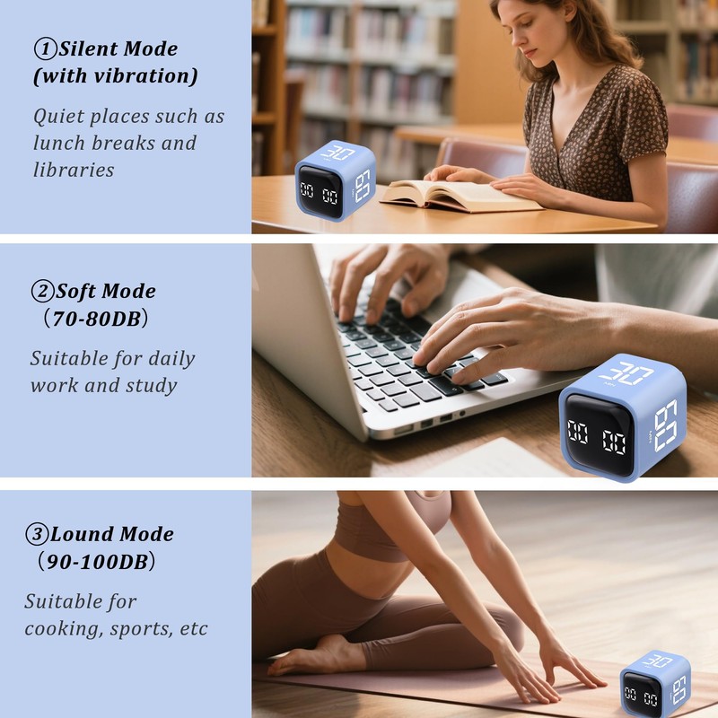 Productivity Timer Flip Gravity Sensor Cube Timer Countdown & Countup,Mute
