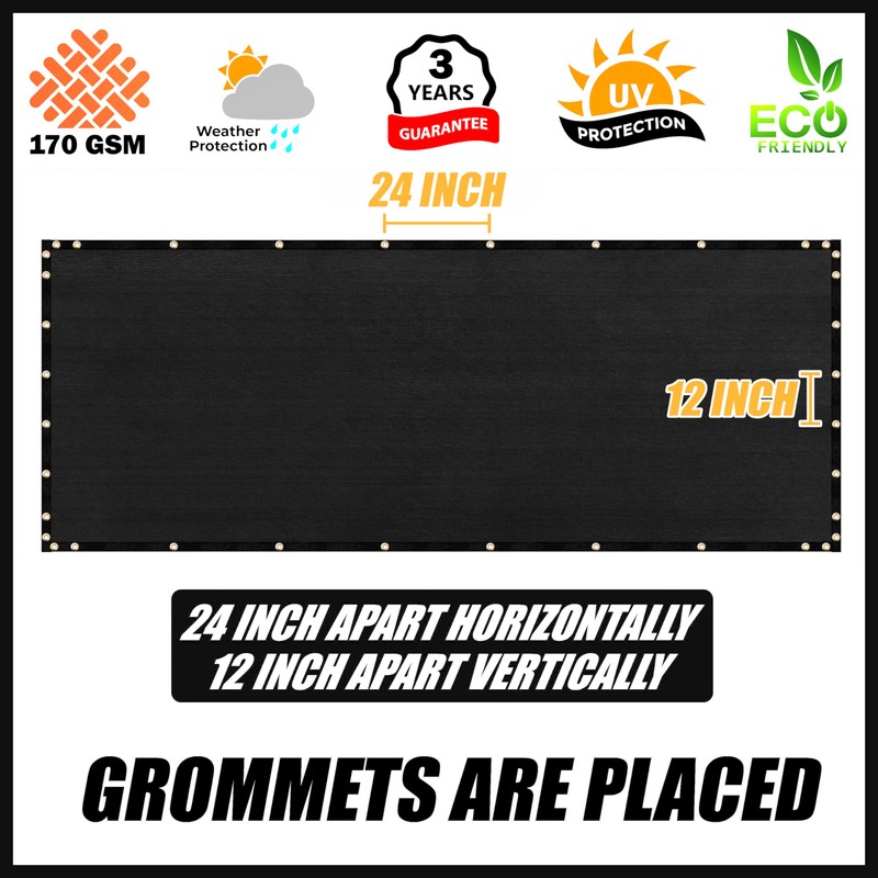 Royal Shade 5' x 25' Black Fence Privacy Screen Windscreen
