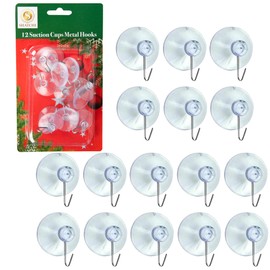 SHATCHI 12Pcs Suction Hooks – Rubber Sucker Pads with Metal Hook Heavy Duty 33mm Strong Hanging Hook for Christmas Decorations, Signs, Mirrors, Glass, Kitchen, Bathroom Walls