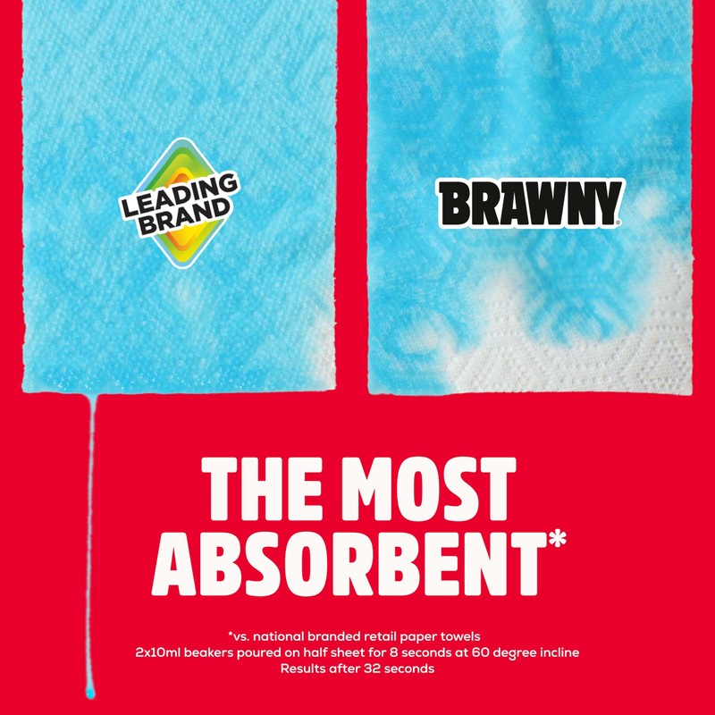 Brawny Tear-A-Square 3-Ply Paper Towels, 6 Double Rolls = 12