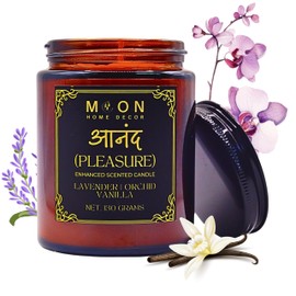 Luxury Aromatherapy Candle | Lavender, Orchid and Vanilla | Natural Soy | Unique Essential Oils | Pure Cotton Wick | Best for Gift, Travel, Home & Bath, Wellness | 130 grams | PLEASURE