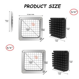 KELEYU 2Pcs 3/8''Replacement Chopper Blade, Commercial Vegetable Chopper Dicer Stainless Steel Blade and Pusher Block for Fruit Cutting Machine Tomato onion French Fries Cutter