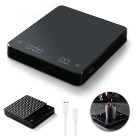 YdseozOA Digitale Kaffeewaage mit Timer, 0,1 g/3 kg, hochpräzise, ​​vielseitige Küchenwaage, wiederaufladbare Espressowaage mit LED-Anzeige mit Tara-Funktion, Einheitenumrechnung