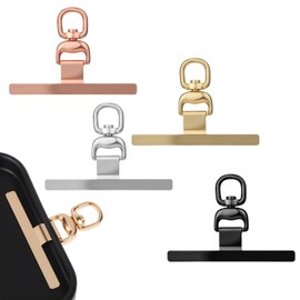 Vin Beauty 4 PCS Phone Tether Tab, 360° Rotatable Cell Phone Lanyard Patch Ultra-Thin Universal Stainless Steel Phone Lanyard Tab Metal Replacement Patch for Cell Phone and Most Smartphones