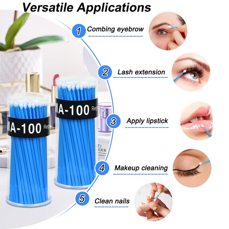 Shintop 400pcs Disposable Micro Applicators Brushes Great for Dental/Oral/Makeup (Blue,