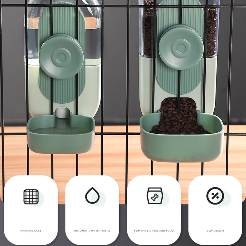 Hanging Automatic Food Water Dispenser Safe Cage Cat Food Water