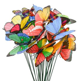 MrMrKura 30pcs Butterfly Garden Stakes, 11 Inch PVC Waterproof Colorful Butterfly Decorations, Decorative Garden Stakes for Indoor Outdoor Yard Patio Lawn Flower Pot Decor