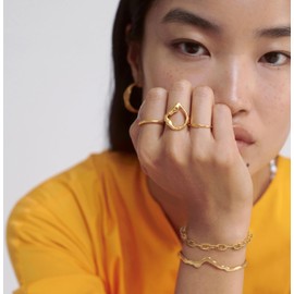 SOFYBJA Dainty 18K Gold Chunky Knotted Chain Bracelet for Women Adjustable Oval Link Bracelet Layered Jewelry