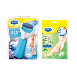 Dr. Scholl's Velvet Smooth Electric Heel Exfoliating Remover + Moisturizing Pack for Feet