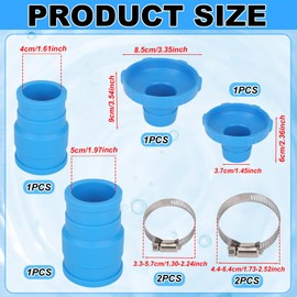 Skimmer Hose B Adapter Kit for Intex, 1 1/2 in Pool Vacuum Hose Connector with 4 Metal Clamps for Above Ground Swimming Pool Surface Skimmer Accessories