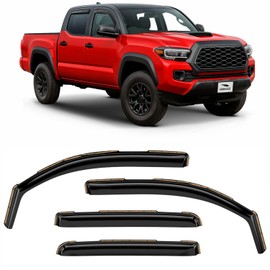 Voron Glass in-Channel Extra Durable Rain Guards for Toyota Tacoma 2016-2023 Double Cab, Window Deflectors, Vent Window Visors, 4 Pieces - 200839