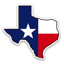 Texas Flag State Shape Lone Star - 8" Vinyl Sticker - for Car Laptop I-Pad - Waterproof Decal