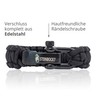 Steinbock7® paracord survival bracelet, black, with adjustable stainless steel, clasp,
