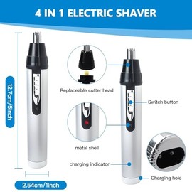 2025 Version 4 in 1 Rechargeable Eyebrow Ear Nose Beard Trimmer Set Hair Clipper Shaver USB