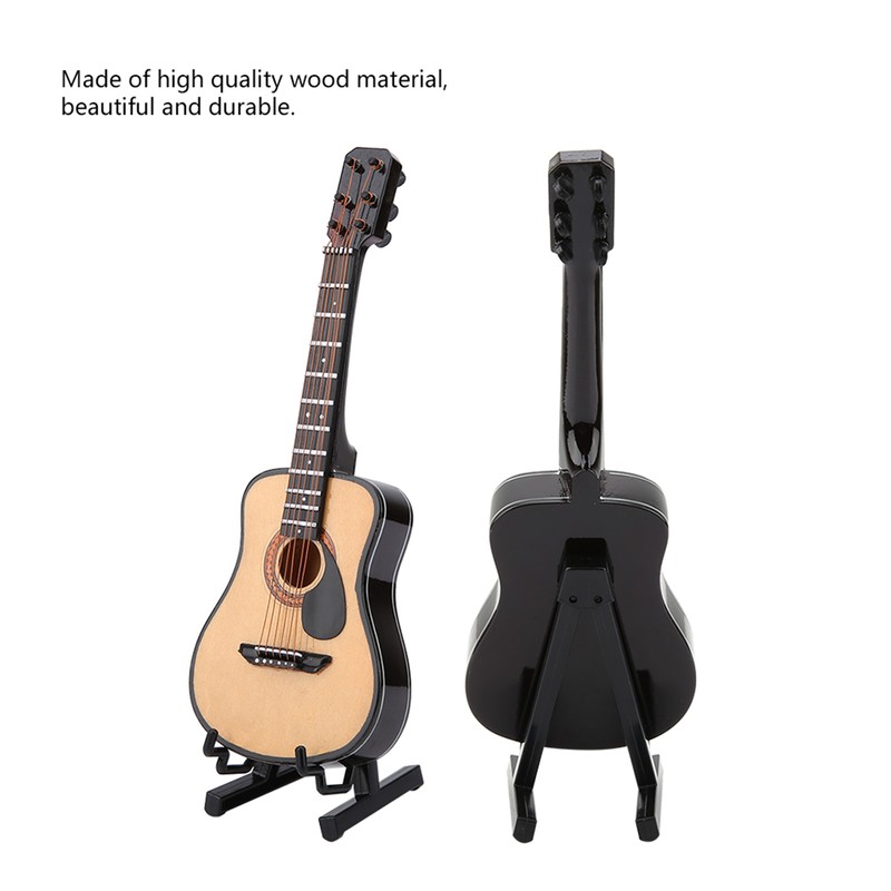 Miniature Wooden Guitar Model Display Mini Ornaments Craft Home Decor(16cm)