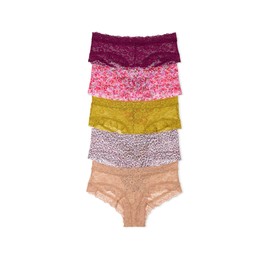 Victoria's Secret Women's Lace Cheeky Underwear, Minimal Coverage Panties for Women, Multi Pack, Solids, Florals, & Animal Print (M)