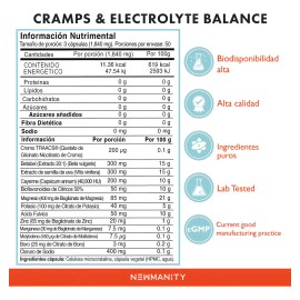 Cramps Newmanity Ease Bisglicinato De Magnesio Potasio y Zinc y Cloruro De Sodio Con Electrolitos 50 Dias Suplemento para Ayudar en la Recuperacin... 
