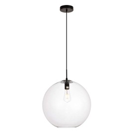 Elegant Lighting Placido Collection Pendant D15.7 H16.5 Lt:1 Black and Clear Finish