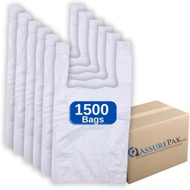 Clear Natural Color T-Shirt Bags - 1/10 BBL 8"X4"X15" - 1500 Bags - 14 microns - Clear - CLR8415BBL14M