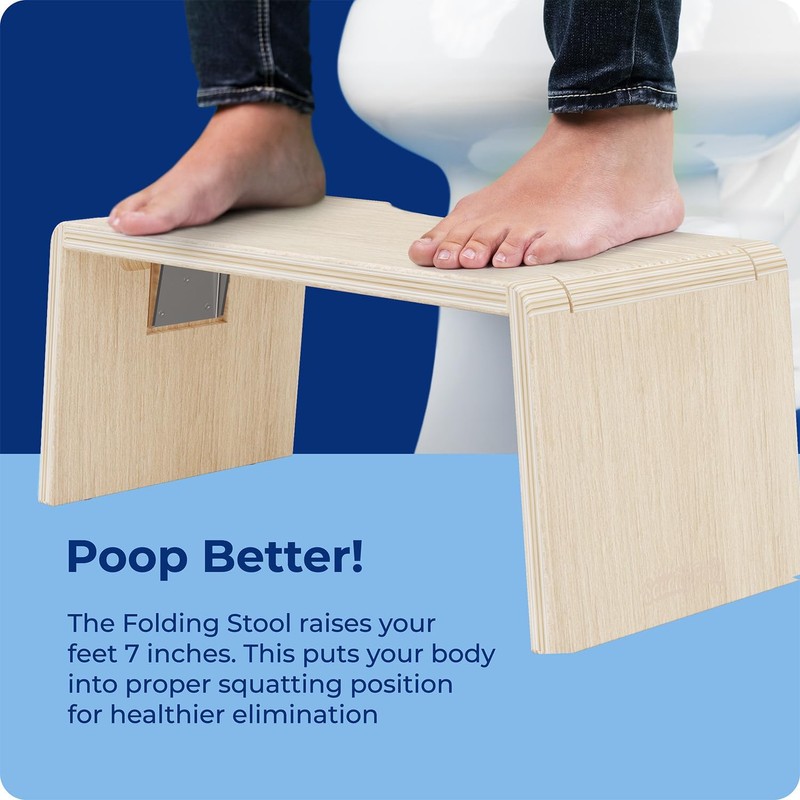 Squatty Potty Oslo Oak Folding Toilet Stool – Compact, Stylish,