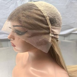 Mysyty Ash Blonde Straight Lace Front Wig Human Hair 13x4 Brown Blonde HD Transparent Lace Frontal Wigs Human Hair Pre Plucked With Baby Hair Glueless Wigs Human Hair 180% Density 24 Inch