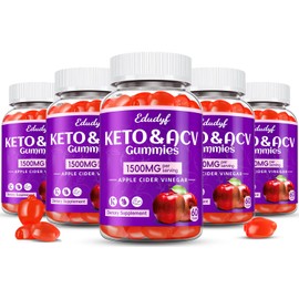 Keto ACV Gummies with B12 B6 – 1500 mg Apple Cider Vinegar Supplement with Pomegranate and Beet Juice, Vegan & Gluten-Free, 300 Gummies for Men & Women