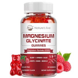 Gomitas de glicinato de magnesio, suplemento de magnesio sin azúcar con glicinato de magnesio 400 mg, L-treonato de magnesio 200 mg para un estado de ánimo tranquilo, músculo, hueso y sueño para