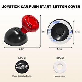 ZNDAW Joystick Car Push Start Button Cover, Metal Car Starter Engine Start Stop Button Joystick, Cool Automotive One-Touch Start Button Rocker, Vehicle Ignition Button Protector (Red)