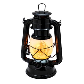 YAKii Flame Effect Vintage Style 17-LED Metal Oil Lamp,Hurricane Lantern, Energy Saving, Variable Dimmer Settings (Black)
