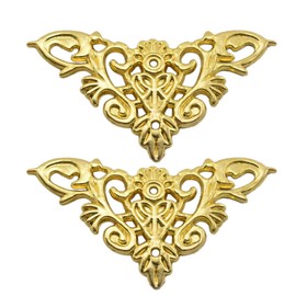 Furniture Decorative Edge Cover Antique Metal Carved Corner Protector for Jewelry Box, Album, Book, Cabinet, Desk etc. 12pcs Gold
