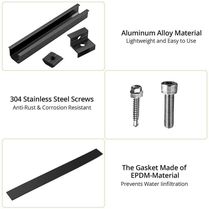 Anbte Solar Panel Bracket Kit, 6 Pcs 7.87 in Aluminium