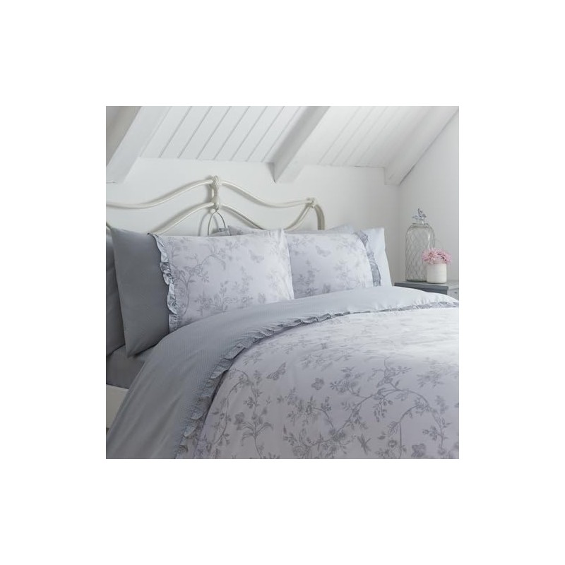 Dreams & Drapes - Grey Polka Dot Double Fitted Sheet