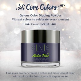 SNS Nail Dip Powder, Gelous Color Dipping Powder - SNS Ink (Blue, Navy/Indigo, Cream) - Long-Lasting Dip Nail Color Lasts 14 Days - Low-Odor & No UV Lamp Required - 1oz