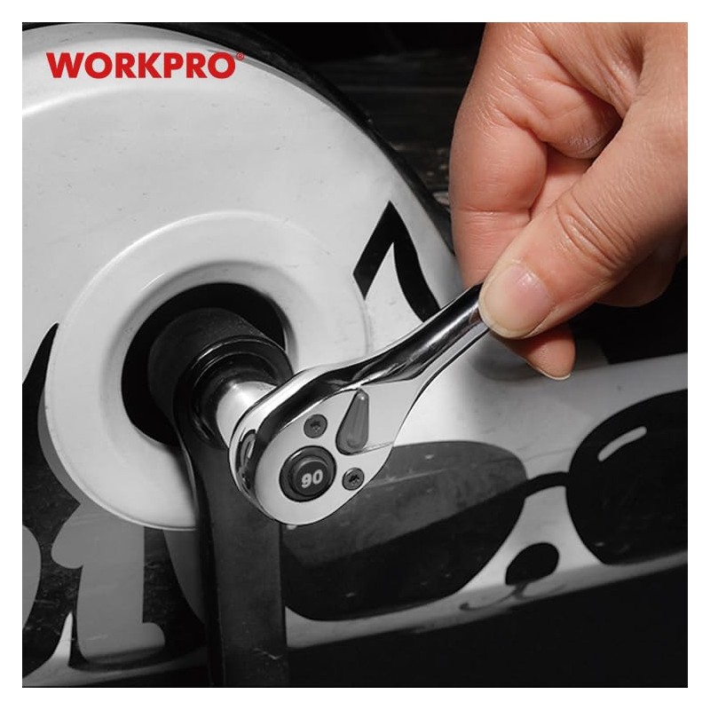WORKPRO WP271006 1/2DR Drive-Angle Quick Release Ratchet Handle 90 Gear