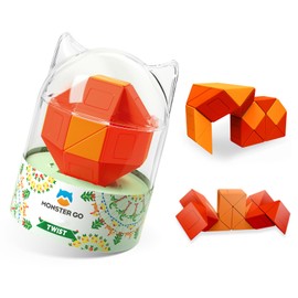 Monster Go Snake Puzzle, 24 Blocks Magic Snake Puzzle Toy for Kids (Red-Orange)