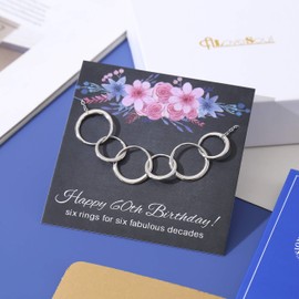 ALoveSoul 60th Birthday Gifts for Women - 925 Sterling Silver 6 Interlocking Circles Necklace, Gifts for Her, 60 Years Old Birthday Ideas
