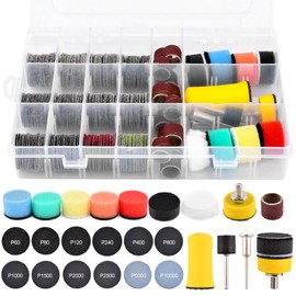 268 PCS 1 Inch Wet Dry Sanding Discs and Drums, 60 to 10000 Grit Wet Dry Sandpaper Micro Sand Paper with 1/8" Shank Backing Pad, fit for for Drem-el Rotary Tool, for Auto Wood Metal Jewelry Resin