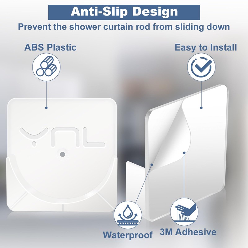 YNL 2 Pack Adhesive Shower Rod Holders, Transparent Rod Retainer