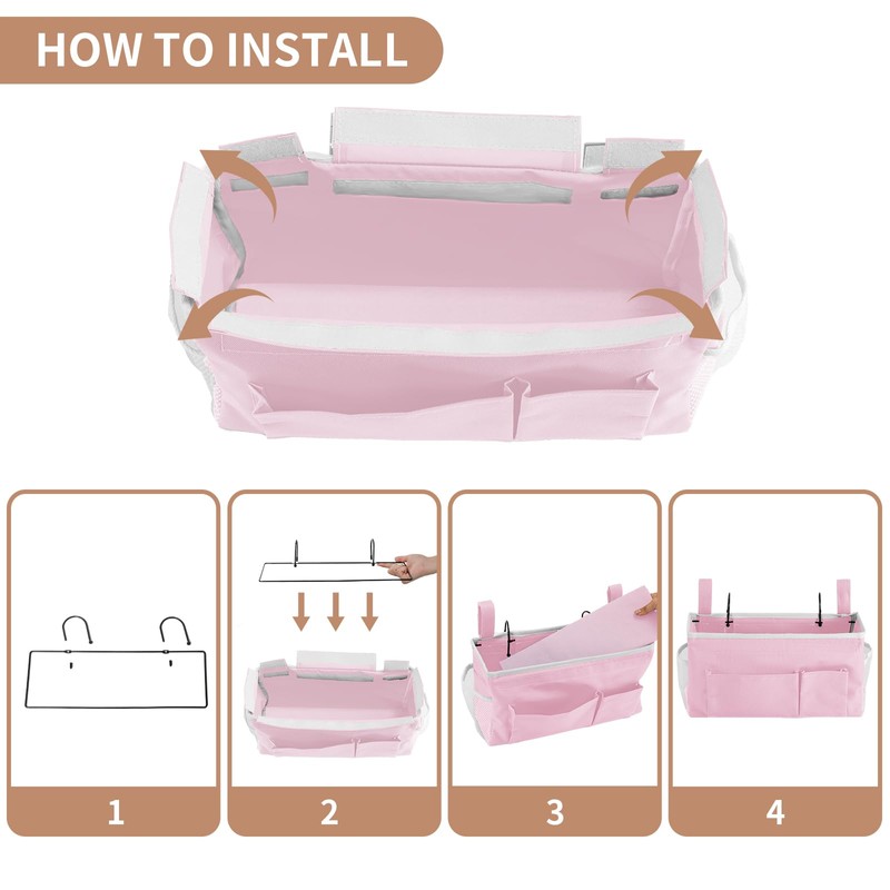 YOUDENOVA Bedside Caddy with 5 Pocket, Bedside Storage Organizer for
