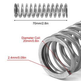 GUNGY Compression Spring Stainless Steel Spring Compression Springs 70 mm Wire Diameter 2.4 mm Outer Diameter 20 mm Length 70 mm Maximum Spring Force 12.3 kg Pack of 4