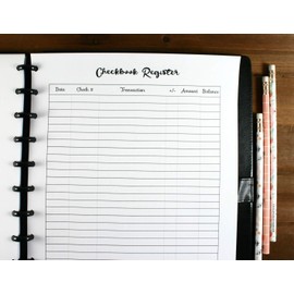 Checkbook Register Inserts for Discbound Planners, Fits with Circa Letter, Arc by Staples, TUL, Letter Size (8.5'' x 11''), (Planner sold separately)