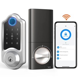 Alexa/Google Assisant/Tuya app Smart Door Lock App Remote Control, Keyless Entry Door Lock with Doorbell NEW - Silver