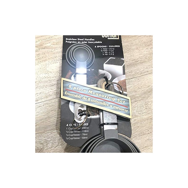 Cook's Corner 488GYM 8PC Measuring Cups and Spoons Set Gray