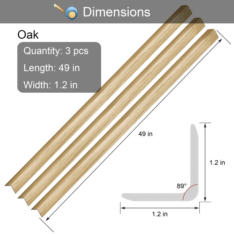 6 Pcs 49" Wall Corner Protector Trim, Oak Wood Grain