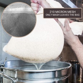(XXL 27in x 27in) Durable Polyester Beer Brewing Brew Bag - Designed in California - Reusable Home Brewing Strainer Bag with EasyOpen Drawstring to Filter Mash, Boil and Strain Hops, Apple Cider