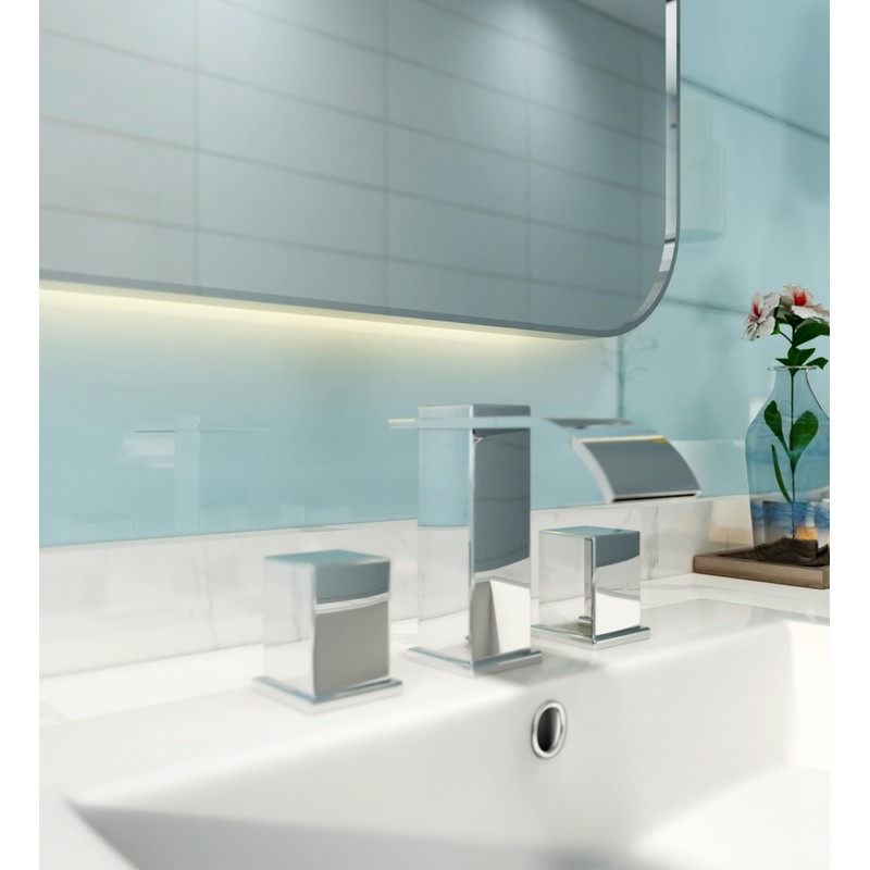 Luxury Brass Modern Widespread Waterfall Bathroom Sink Faucets with Copper