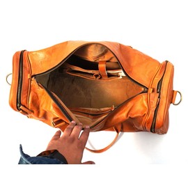 Large Leather 24 Inch Luggage Handmade Duffel Bag Carryall Weekender Airplane Travel Overnight Gym Sports Carry On Duffel Bag For Men And Women