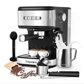 Espresso Machine 20 Bar, 2 in 1 Espresso Maker with Milk Frother Steam Wand for Latte and Cappuccino, Powder and Capsule Portafilter, 50oz Removable Water Tank expresso Coffee Machine for Home-Silver
