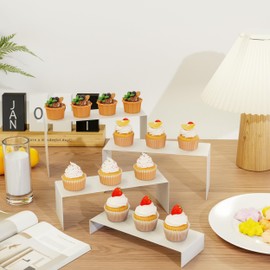 NEETBU Black Matte Metal Display Stand,8 Pcs 2 Set Display Risers, Metal Rectangular Display Shelf for Showcase, Dessert, Toys, Perfume (8Pcs-Black, L7''x8''x9'')