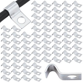 Yaocom 100 Pcs Cable Wire Screw Clips 1/4 Inch, Zinc Plated Steel Cable Clips Outdoor Cord Clips for Wall Cable Hooks Wire Mounting Clips for Wire Management